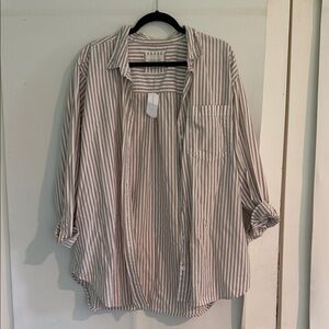 AE oversized Striped Button-Up Shirt